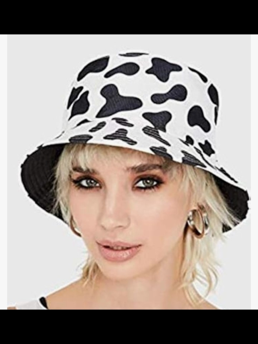 Cow Print Reversible Bucket Hat - Black & White Unisex
